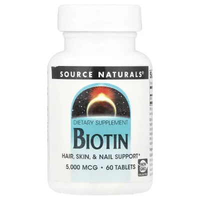 Биотин Source Naturals, Biotin, 5,000 mcg , 60 Tablets 1
