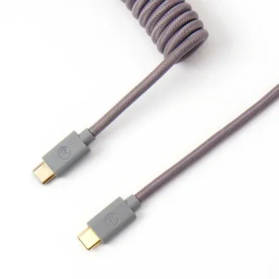Keychron uchun Aviator Type-A/Type-C spiralsimon kabel, kulrang