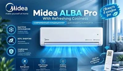 Кондиционер Midea модель ALBA Pro - 24,000 BTU Inverter / EcoMaster 1