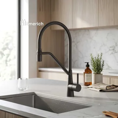 Чёрный кухонный смеситель Emerich 4397B-2 1