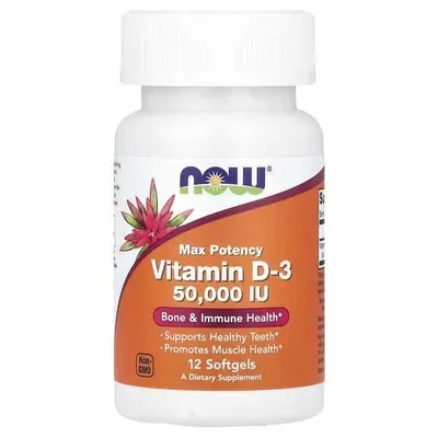 NOW Foods, Vitamin D-3, Max Potency, 50,000 IU, 12 Softgels 1