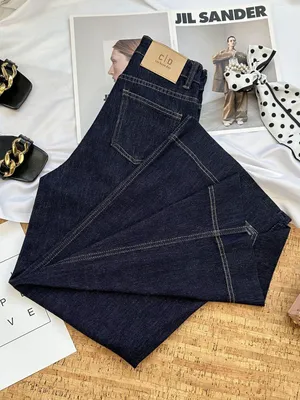 Широкие джинсы wide-leg глубокого синего цвета 1