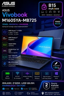 ASUS Vivobook M1605YA-MB725/Dastavka