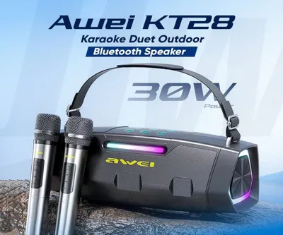 Караоке колонка Awei KT28 30 Вт, Bluetooth, RGB-подсветка, 2 микрофона 1