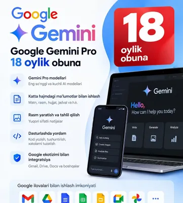 Подписка Gemini Pro на 18 месяцев | AI-видео, Veo 3, Flow, 5 ТБ