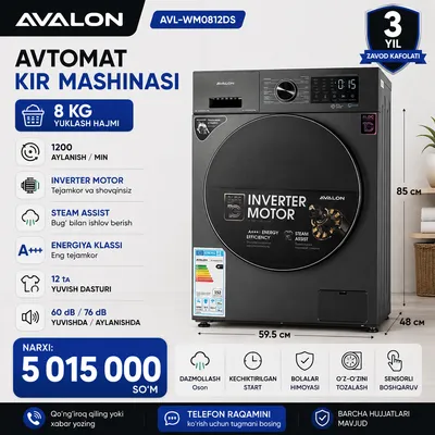Стиральная машина Avalon AVL-WM 8040 S Flat, 8 кг