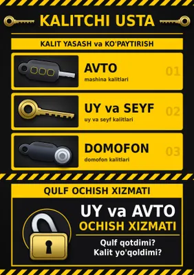 Kalit yasash uy va moshina ochish 1