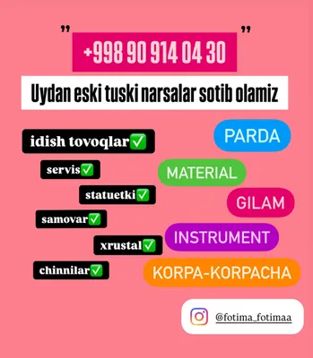 Uydagi barcha buyumlar va idish-tovoqlarni sotib olaman. 909140430