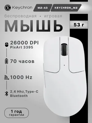 Keychron M2 BT o‘yin uchun simsiz sichqoncha, WL, USB-A/USB-C, 1K, 135 soatgacha ishlash 1