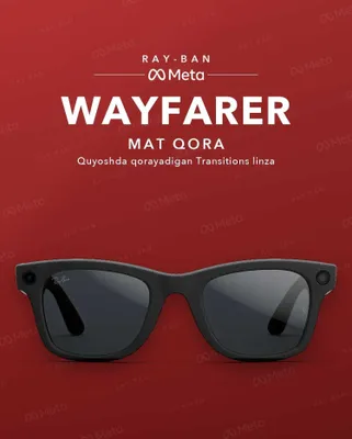 Ray-Ban Meta Wayfarer Gen 2, матовый чёрный, Transitions (серый) 1