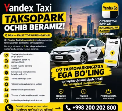 Yandex Taxi taksopark ochib beramiz