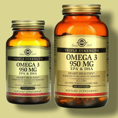 Омега 950 мг 100шт Solgar Omega 3, Triple Strength Америка