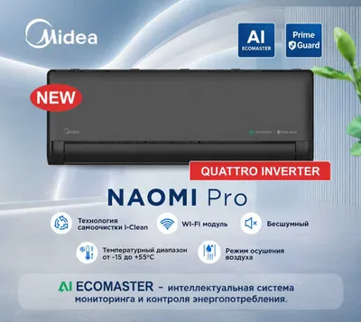 Кондиционер Midea NAOMI Pro — 12 000 Btu / инвертор, Wi‑Fi / Новая модель 1