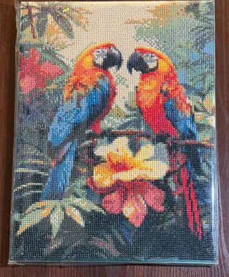 Алмазная мозаика «Попугаи» — ручная работа, 30×40 см 1