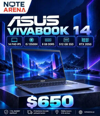 Asus Vivobook 14 FHD WV / i5-13500H / 8 ГБ DDR5 / 512 ГБ SSD / RTX 2050