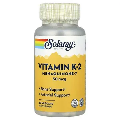 K-2 vitamini menaxinon-7 Solaray, 50 mkg, 30 ta o‘simlik kapsulasi 1