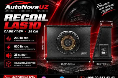 RECOIL LAS10 25см 200Вт 600Вт Активный Сабвуфер Naqd Nasiya