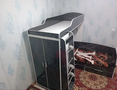 Двухъярусная кровать со шкафом и полками 1