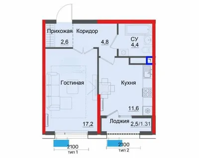 Уютная 1 комн квартира 38,53м² С КАДАСТРОМ 1