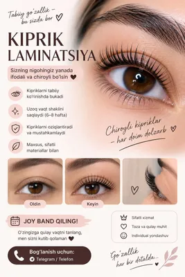 qosh kiprik laminatsiyasi