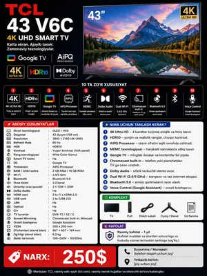 Televizor 65/55/50smart 4K /TCL/GOOGLE TVтелевизор 1