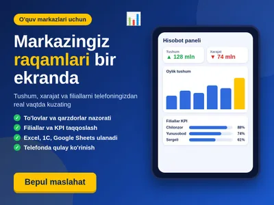 Панель доходов и расходов для учебных центров