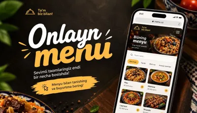 Onlayn menu. Restoran Kafelarga tizim. Онлайн Меню