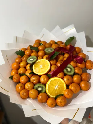 Букет из мандаринов, денежный букет, букет с бабочками, мандариновый букет 1