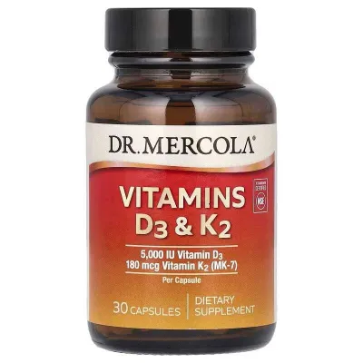 Dr. Mercola, D3 va K2 vitaminlari, 30 kapsula 1