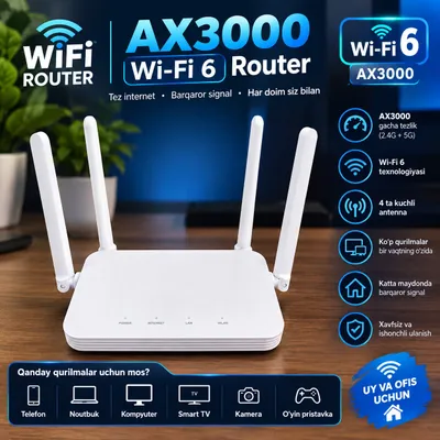 GPON Wi-Fi 6 AX3000 роутер для UZONLINE