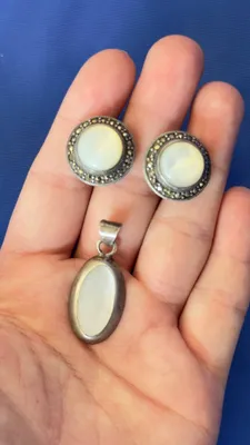 серебро 925 комплект кулон серьги ссср с лунным 1