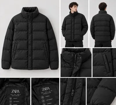 Куртка мужская ZARA чёрная пуховик, размер L]