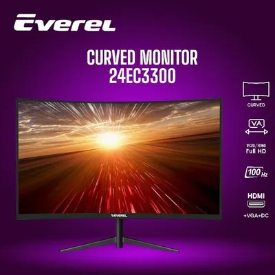 Монитор Everel 24" с изогнутым экраном, 100 Гц, VA-панель