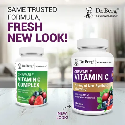 Dr Berg Vitamin C Complex Chaynash uchun C vitamini, 60 dona chaynash vaflisi 1