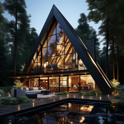 Panoramali derazalarga ega A-frame uy kalit topshirish sharti bilan 1