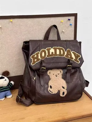 женский кожанный рюкзак сумка сумка портфель 1