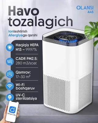 OLANSI A4S havo tozalagichi, 30 m², 280 m³/soat, original 1