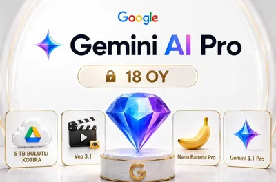 18 Oylik Gemini Pro Obunasi olip beramiz