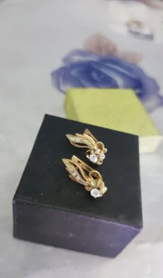Серьги золотые с бриллиантами 585 проба. 1