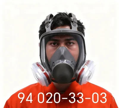 Respirator, to‘liq yuz niqobi. To‘plamda ikkita filtr mavjud 1