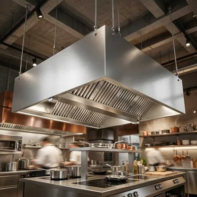 Островная вытяжка из нержавеющей стали (1000×1000) / островной зонт из нержавейки 1