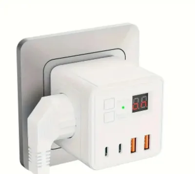 Taymerli tarmoq filtri: 3 ta rozetka + 2 ta USB-port + 2 ta Type-C 1