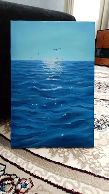 Yog‘li bo‘yoqda chizilgan “Dengiz” kartinasi 30×45