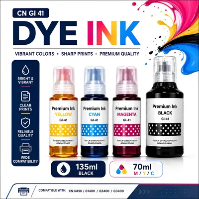 CN GI 41 dye ink siyohi — 135 ml Black. M/Y/C — 70 ml