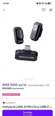 Mikrofon, petlichka. Hollyland A1 1