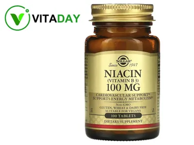 Solgar Niacin Vitamin B3 Niatsin B3 vitamini 100 mg, 100 tabletka 1