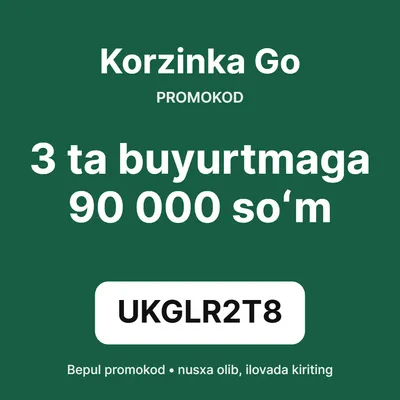 Korzinka Go promokod — 90 000 soʻmgacha chegirma