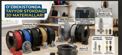 Filamentlar 3D printer uchun: PLA, PETG, Carbon (PA6-CF, PETG-CF) 1
