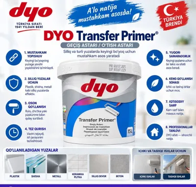 DYO Transfer Primer 15 л — адгезионная грунтовка для гладких поверхностей