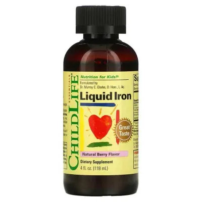 ChildLife Iron Liquid Iron, Жидкая железа ягодным вкусом temir железо 1